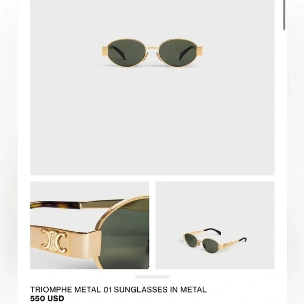 Celine Triomphe Gold Metal Sunglasses - Picture 12 of 13
